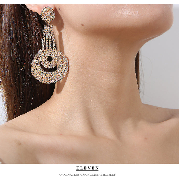 Creative Zircon Earrings - Hollow Geometric Dangles for a Trendy Look