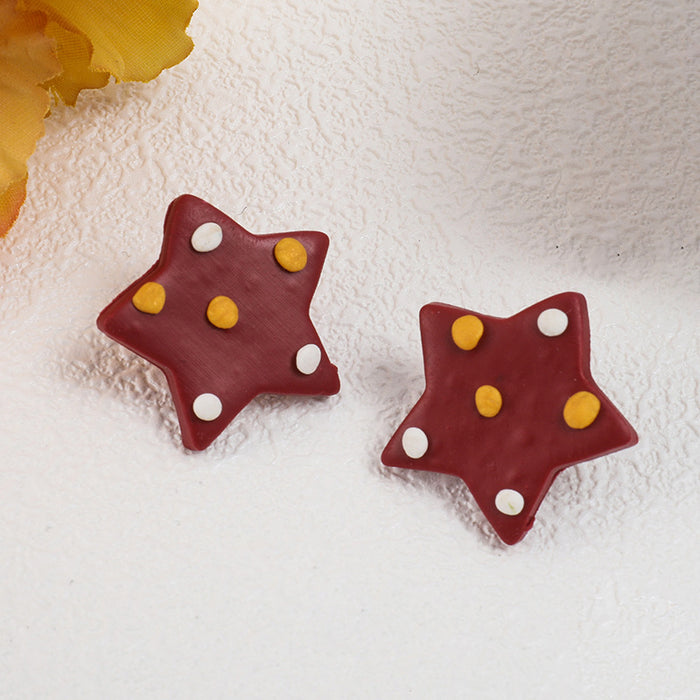 Handmade Star Clay Stud Earrings - Festive and Sophisticated Christmas Jewelry