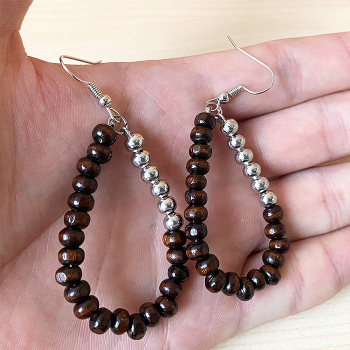 Wooden beaded earrings