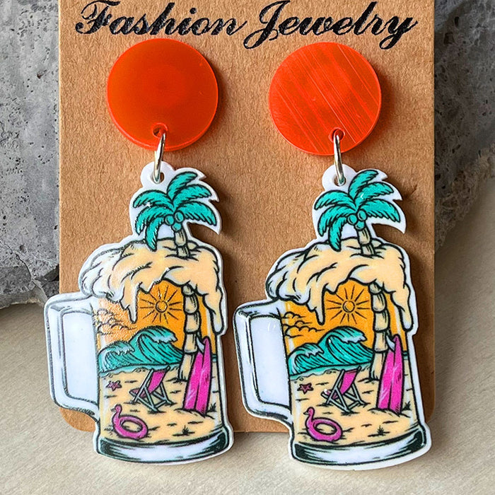 Vacation Coconut Tree Acrylic Earrings