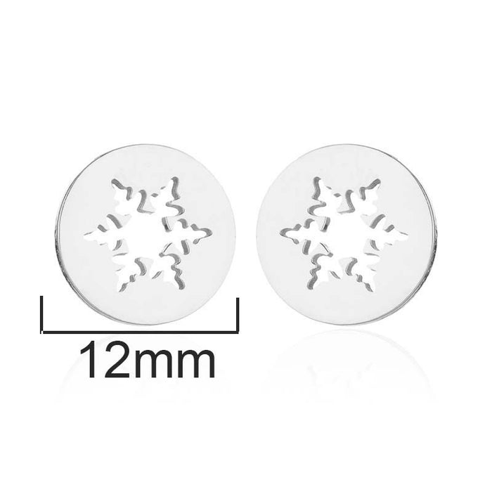 Snowflake and Apple Stainless Steel Earrings - Perfect Christmas Gift Jewelry