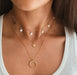 Gold alloy small sturdy strip multi-layer layered necklace - wallojewerly 