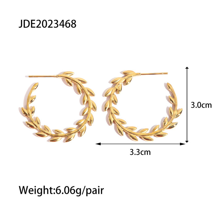 Nuevos pendientes de acero inoxidable en forma de C de oro de 18 quilates de estilo europeo: joyería de moda de alta gama para mujeres