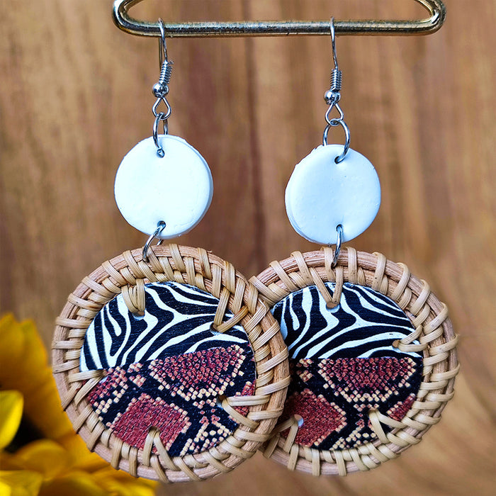 Wooden leopard print earrings