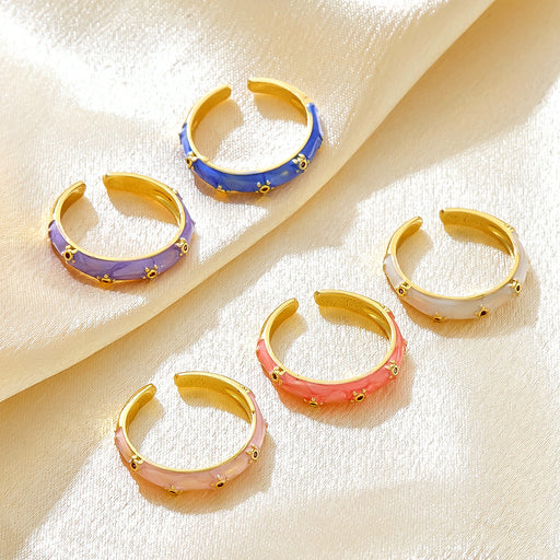 Wholesale copper dripping flower open rings - wallojewerly 