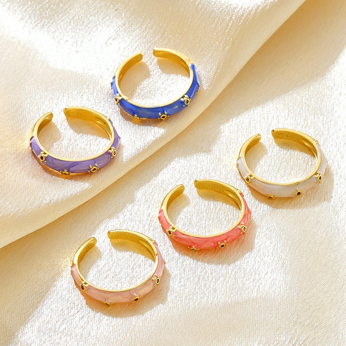 Wholesale copper dripping flower open rings