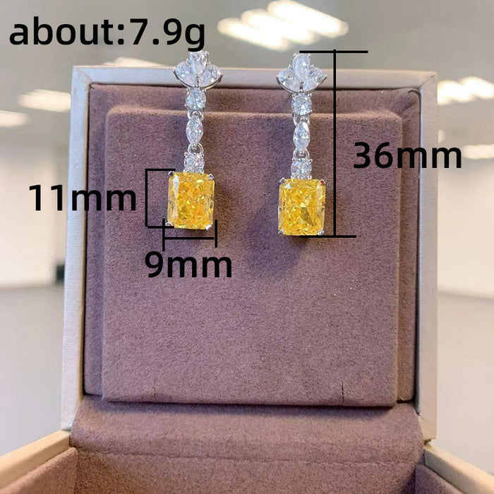 Pendientes largos de princesa súper brillantes de lujo ligeros de estilo coreano