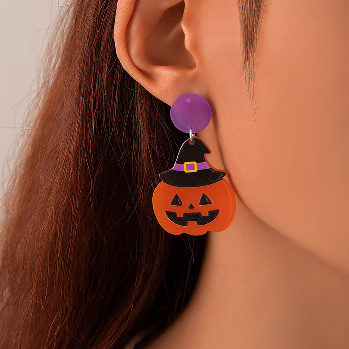 Cartoon cat earrings Halloween lips teeth ghost face earrings