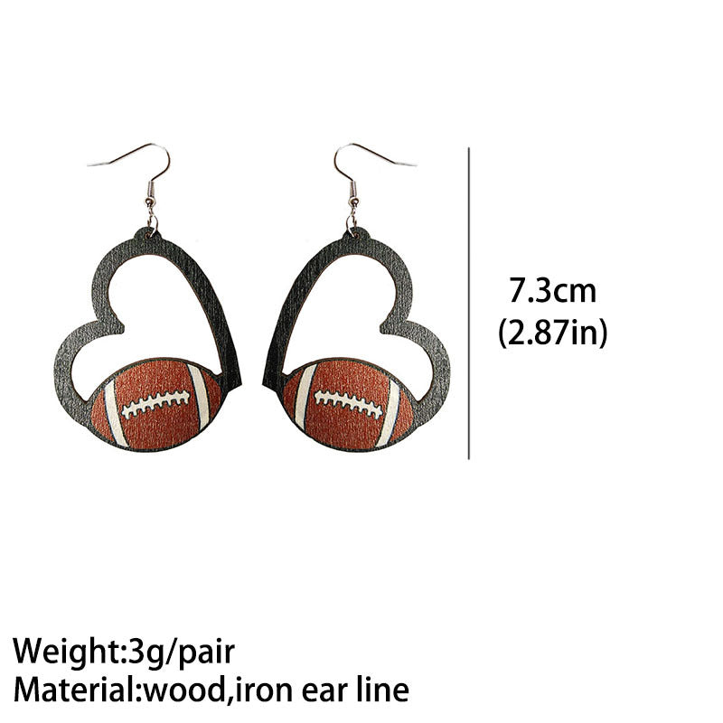 Ball sports wooden earrings