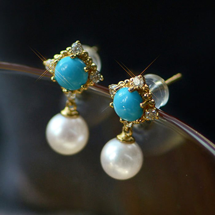 Imitation pearl earrings palace style earrings
