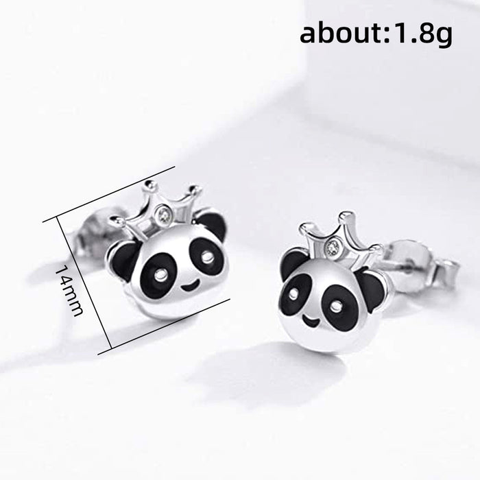 Black and white panda earrings cartoon cute animal earrings