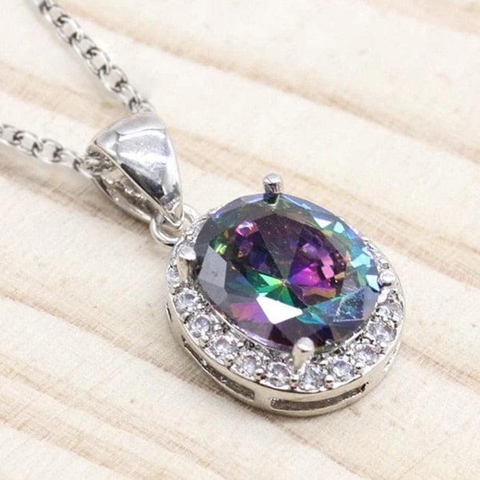 Oval pendant luxury colorful O-shaped necklace for women