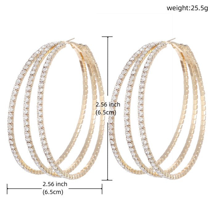 Exaggerated Triple Layer Zircon Hoop Earrings - S925 Silver Statement Earrings for Women