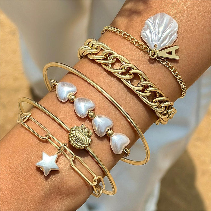 Bohemian Shell and Starfish Bracelet Set – Beachy Layered Jewelry