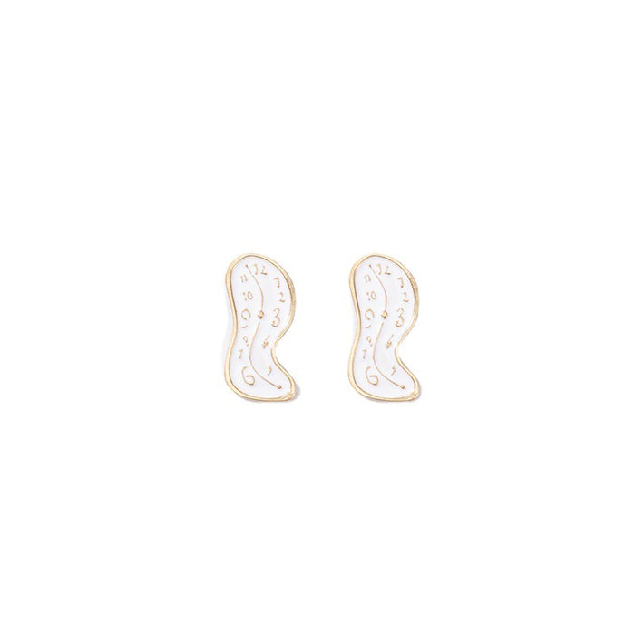 White peanut oil drop earrings geometric irregular earrings