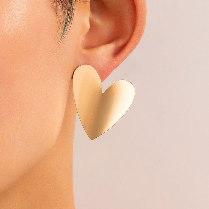 Gold Heart Earrings Geometric Heart Earrings