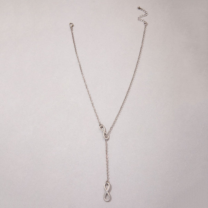 Adjustable Silver Infinity Pendant Necklace - Minimalist Korean Style Choker