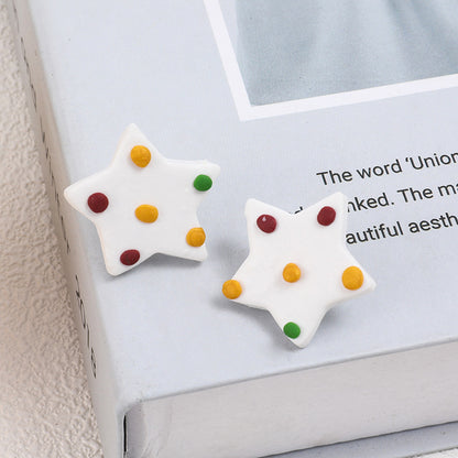 Handmade Star Clay Stud Earrings - Festive and Sophisticated Christmas Jewelry