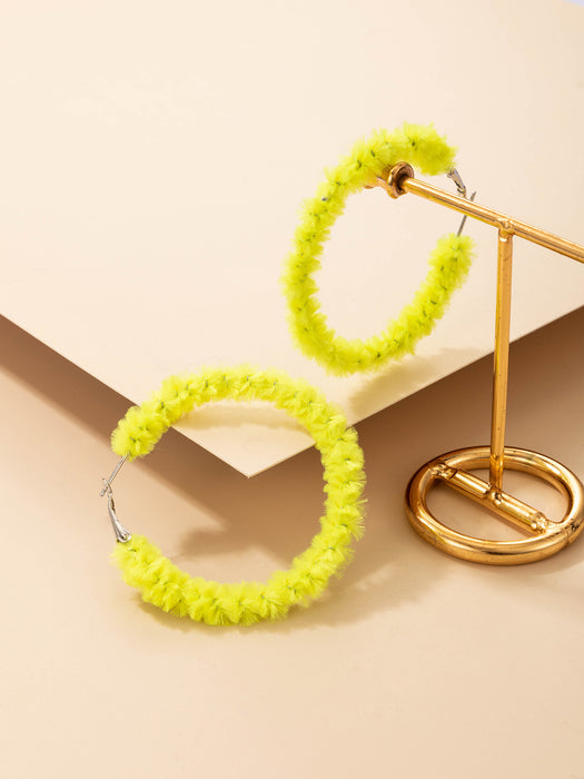 Yellow plush bright circle autumn and winter earrings