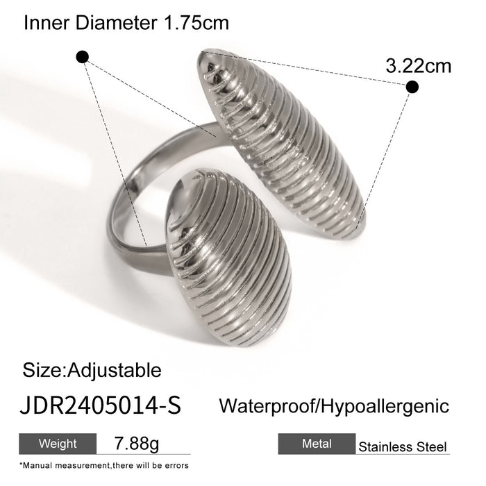 2024 Summer Collection - Oval-Shaped Stainless Steel Ring with Sandblasted Finish