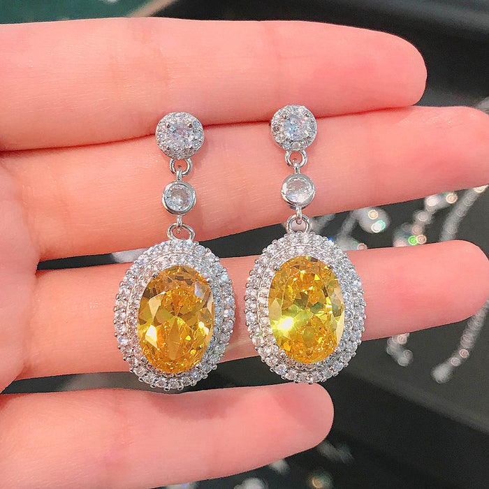 Colored Treasure Series Yellow Diamond Earrings Light Luxury Long Earrings