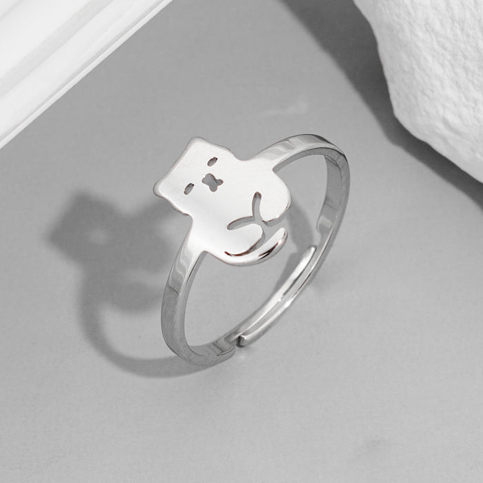 Childlike pet cat ring, simple open stainless steel ring wholesale