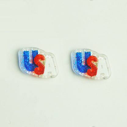 Independence Day Earrings with American Flag, Heart, and Star Designs