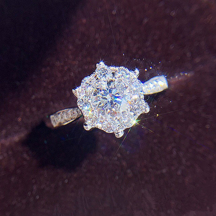 Anillo de circonita en forma de copo de nieve para mujer, anillo de compromiso de lujo ligero