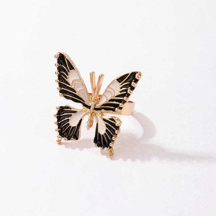 Oil dripping butterfly creative retro insect ring