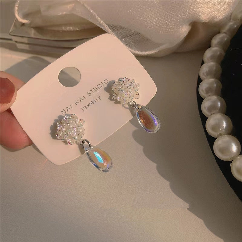 Spring and summer water drop earrings S925 silver needle gentle temperament earrings