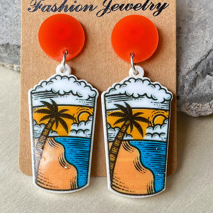 Vacation Coconut Tree Acrylic Earrings