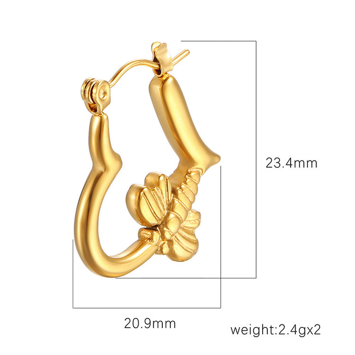 Trendy retro stainless steel earrings 18K gold personality exaggerated