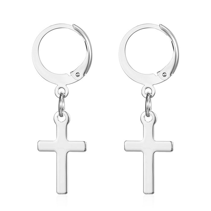 Cross ear clips 18K gold stainless steel simple versatile earrings