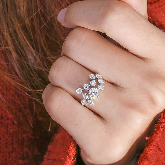 Gypsophila super shiny ring European and American light luxury cold style female ring
