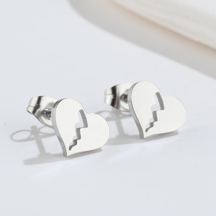 Key lock earrings, Korean and Japanese style sweet new geometric heart-shaped moon asymmetrical earrings wholesale