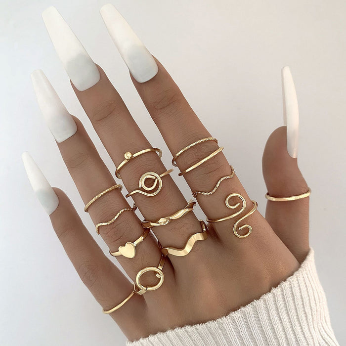 Conjunto de anillos apilables de varias piezas con estilo de celebridad de Internet