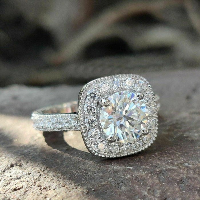 Anillo de oro blanco bañado en cobre con circonitas, anillo de bodas clásico europeo y americano