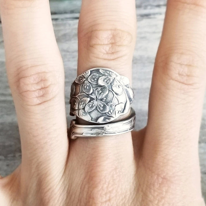 Anillo floral vintage con diseño de flores de estilo oscuro, anillo de compromiso para mujer
