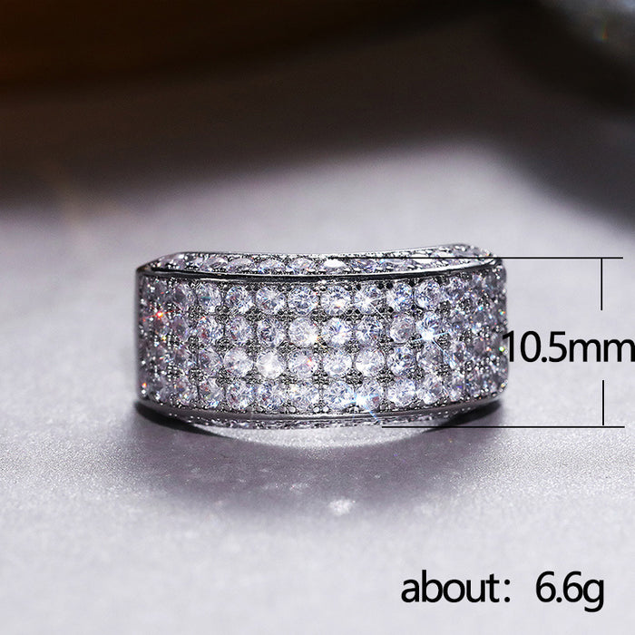 Luxury full diamond men's ring European and American unisex ring