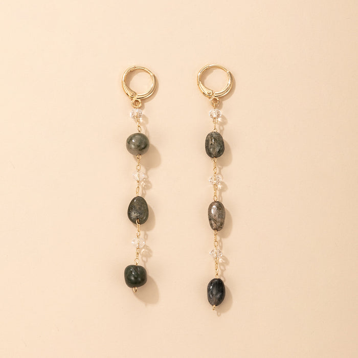 Imitation natural stone chain long temperament earrings earrings