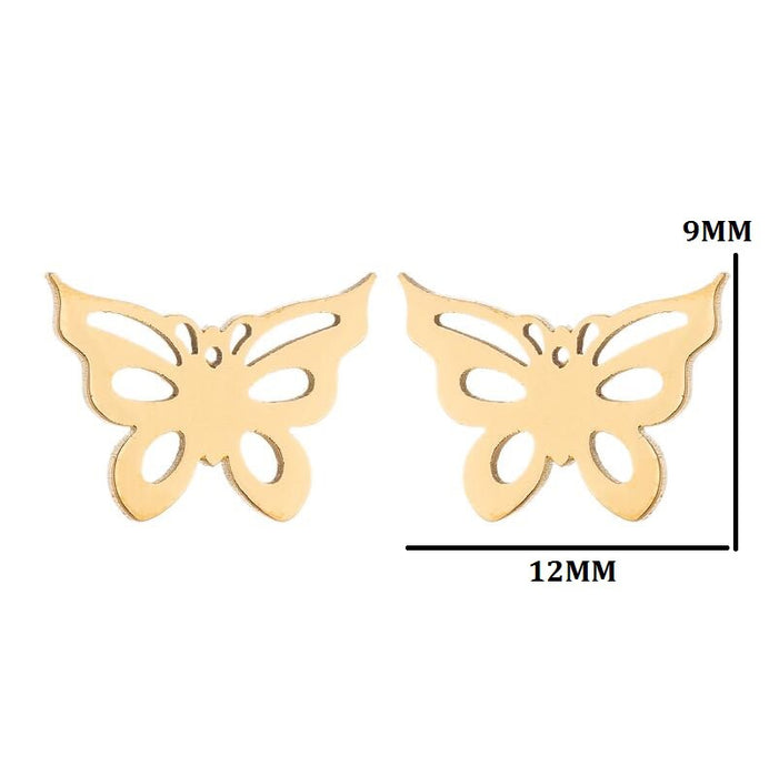 Butterfly earrings, double stainless steel female models small fresh hollow Korean style wings Yiwu small commodity wholesale