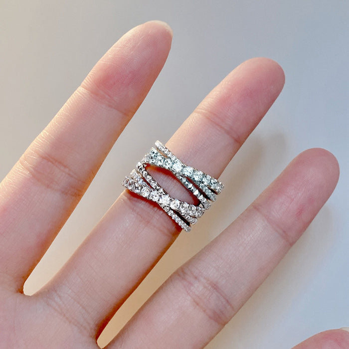 Anillo de dedo índice con personalidad de moda con anillo superpuesto de tres capas