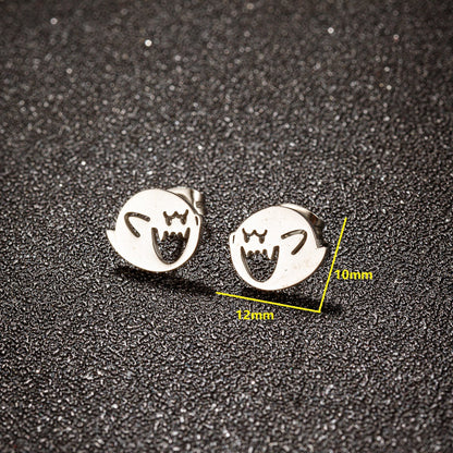 Happy funny earrings, foreign trade new stainless steel Halloween ghost monster wings earrings wholesale