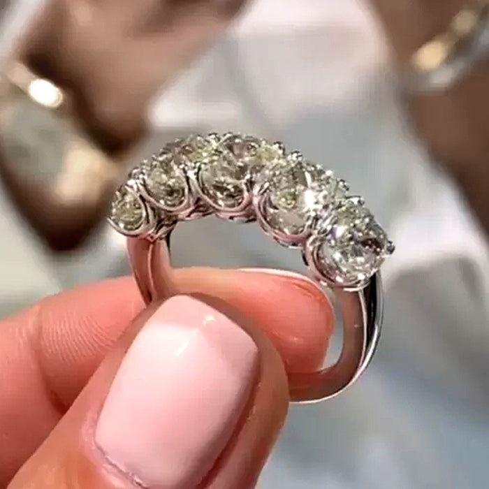 Anillo de compromiso con circonita y diamante redondo, elegante anillo de joyería para cena