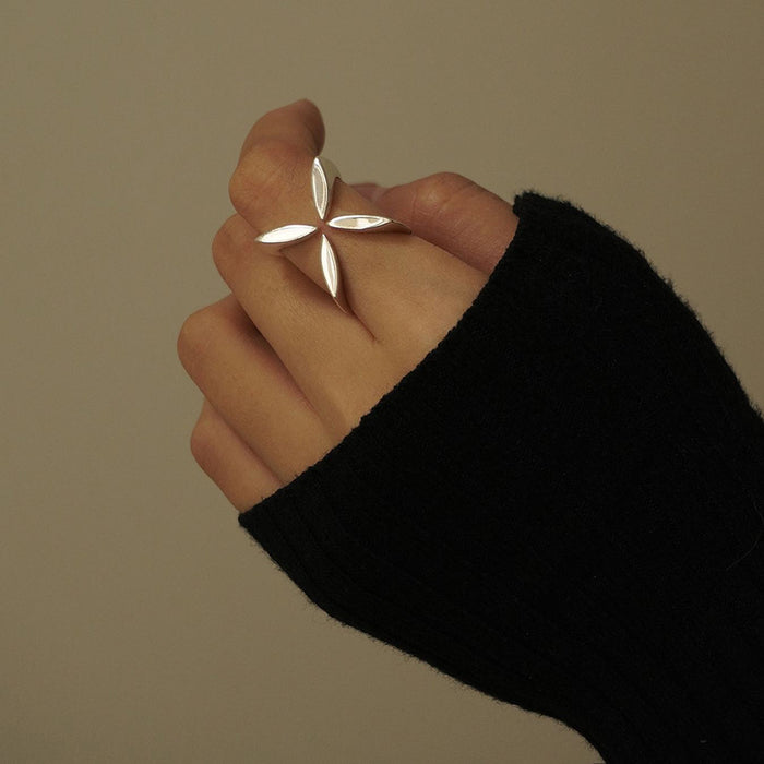 Stainless steel cross plated ring