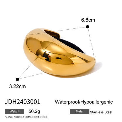 18K Gold Plated Stainless Steel Hair Tie - High-End U-Shaped Elastic Band for Ponytails