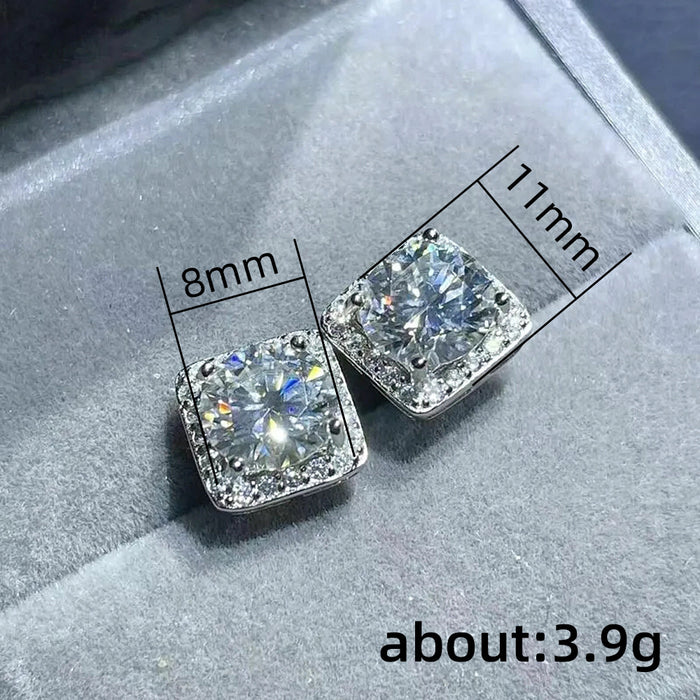 Full diamond geometric round diamond zircon earrings versatile earrings