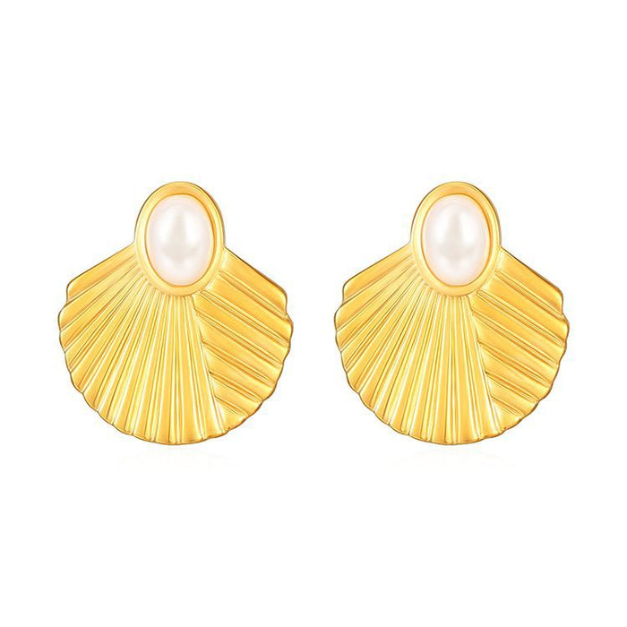 Crescent Stainless Steel Diamond Earrings 18K Gold Plated Women's Earrings