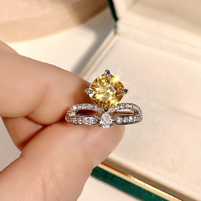 Zircon Crown Ring Luxury Queen Princess Water Drop Ring