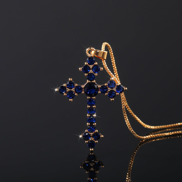 Fashionable cross crystal zircon necklace